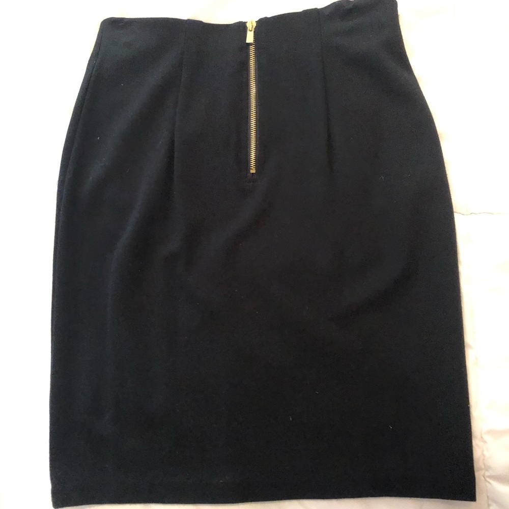 Black Pencil Skirt with Gold Exposed Zipper